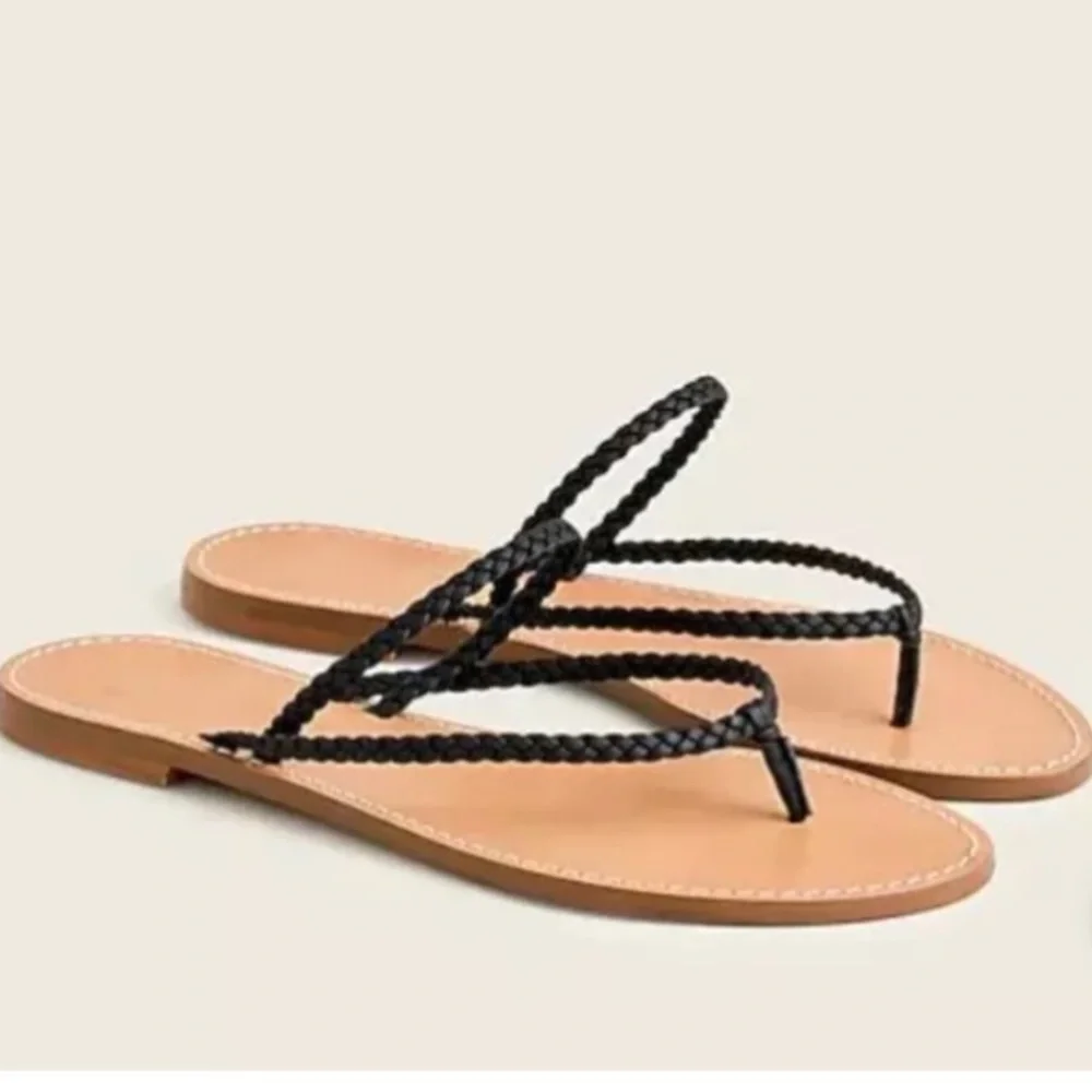 J. Crew Stylish Black Braided Leather Capri Sandals. Size 9.5 - Picture 9 of 10